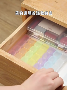 กล่องเก็บเครื่องประดับ ตลับยา ล่องตาข่ายพลาสติกใส กล่องเก็บของอเนกประสงค์ พร้อมตัวแบ่ง สําหรับเก็บเครื่องประดับ