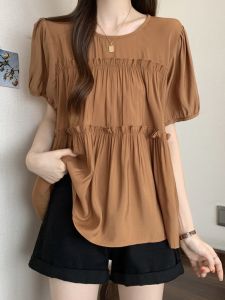 Flare Sleeve Slimming Plus Size Summer Blouse