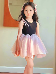 Black and Pink Contrast Girl Dress