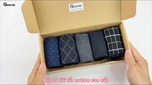 Hộp 5 đôi tất nam cao cổ đi giày tây GOMTAT mẫu MIX01 chất cotton cao cấp hút ẩm thoáng khí - GOM-MIX01-CB5