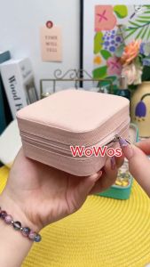 กล่องเครื่องประดับ หนัง PU ผ้ากำมะหยี่ มีซิป ขนาดเล็ก แบบพกพา