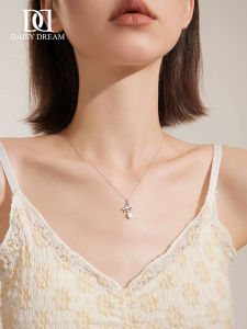 Daisy Dream 999 Pure Silver Necklace for Women with Star Bear Piglet Design Luxury Cross Chain Detailing Fine Jewelry