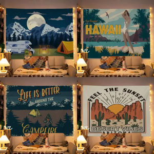 VIKAMA ฤดูร้อน Theme Tapestry Hawaiian Desert Camping ห้องนั่งเล่น Camper ตกแต่งตกแต่งห้อง