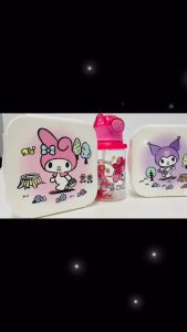Angel Baby Kids Kuromi Melody Cinnamoroll Lunch Box Water Bottle 450ML Set