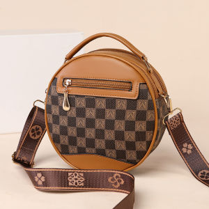 Túi Đeo Chéo Thời Trang Nhỏ in Họa Tiết Thời Trang Mới 2025 Túi Đeo Vai Đơn Cầm Tay Cổ Điển Hình Tròn Nhỏ Cho Nữ