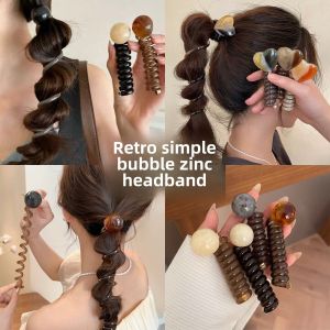 Retro Minimalist Bubble Braid Hair Rope 2024 New Arrival High-End Temperament Ponytail Hair String Phone Line Hair Ring Hair Braiding Artifact