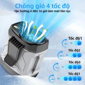 Quạt Thắt Lưng Di Động Có Đèn LED Thiết Bị Làm Mát Mạnh Mẽ 4 Tốc Độ Cho Công Việc Ngoài Trời Cắm Trại Dã Ngoại - Quạt Treo Cổ
