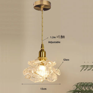 Modern Glass Rose Flower-shaped Long Line Bedroom Bedside Sable Chandelier and Small Dining Room Chandelier for Warm Lighting