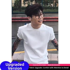 Fitted Sporty Solid Color T-shirt Short-Sleeved