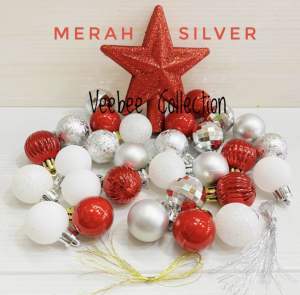 Mainan bola natal top bintang mika 30in1/ hiasan pohon natal lengkap/ mainan pohon natal/ christmas ornaments/ pernak pernik natal