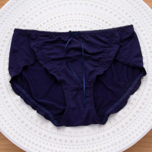 Japanese Style Large Size Pure Color Underwear Womens Mid-Waist Ice Silk Wooden Ear plus Size Sheath Bows Breathable Fat mm 100.00kg