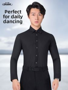 DANBAOLUO | Long Sleeve Stripe Dance Performance Shirt Black