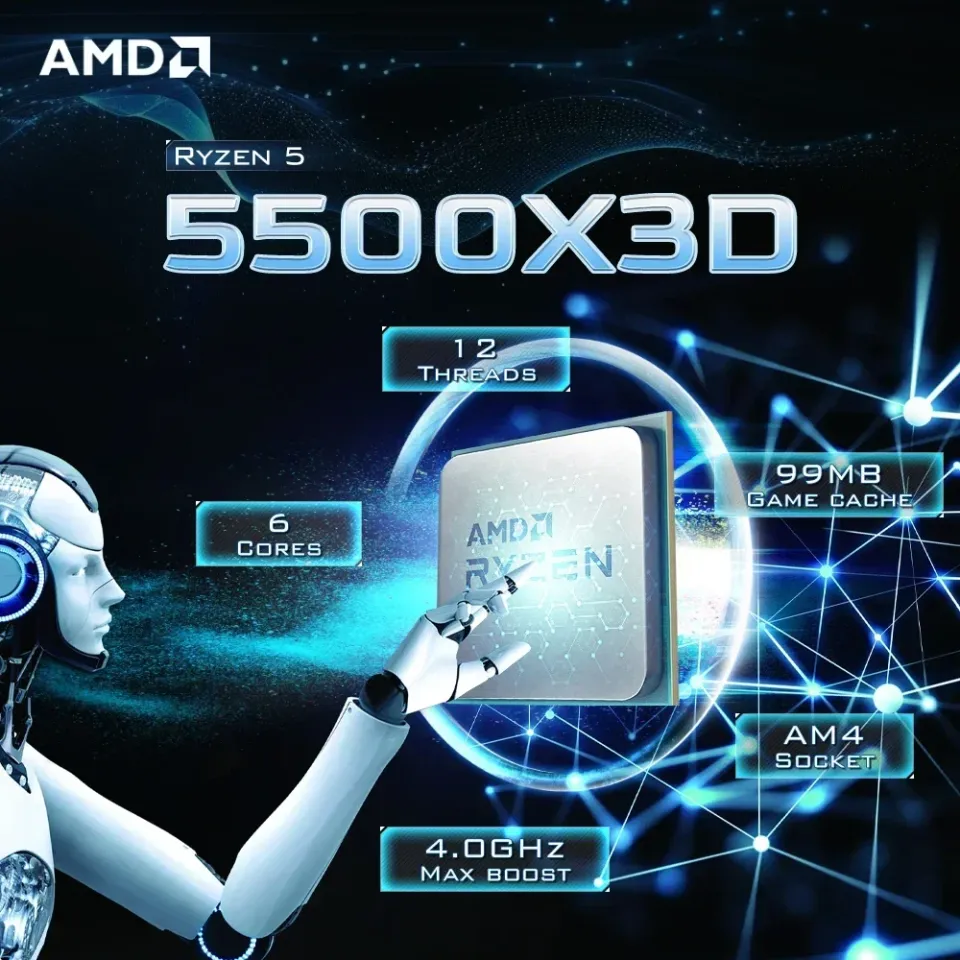 AMD | AMD Ryzen 5 5500X3D 6 Core 12 Thread Processor 3.0GHz 4.0GHz