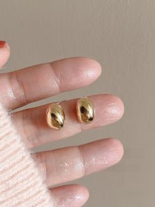 New Trendy True Gold Plated Metal Wind Bean Mosquito Coil Ear Clip Earrings Versatile Geometric Shape Korean Style Fashion Jewelry