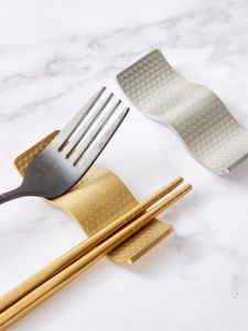 Luxurious Hotel Dining Table Setting 304 Stainless Steel Chopsticks Holder Dual Purpose Japanese Style Fork Knife Soup Spoon Rest