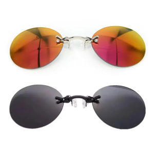 1-2PCS Clip On Nose Glasses Round Rimless Matrix Morpheus Sunglasses Mini Frameless Vintage Men Eyeglasses