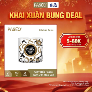 Lốc 2 Cuộn Giấy Bếp Đa Năng Paseo Cao Cấp Lau Dầu Mỡ Thấm Hút Nhanh In Hoa (2 lớp)