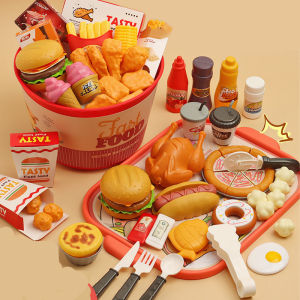 Children Food Kitchen Toys Set Girl Pretend Play House Simulation Bread Burger Pizza Cooking Game Kitchen Play Props Accessories