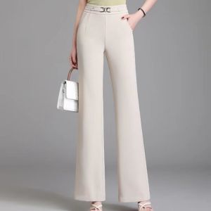 Ice Silk Wide Leg Pants Womens High Waist Slimming Casual Long Straight Tube Pants Summer New Style Versatile Fashionable