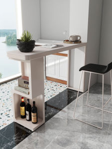 Cream Style Stone Plate Bar Counter For Home Living Room Hallway Small Bar Sideboard Cabinet Integrated Balcony Wall High Table