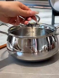 Nồi canh Chockmen Đức Inox 316 cao cấp nồi táo tai đôi chockmen nồi nấu canh inox nồi hầm kho thịt cá bé nồi bếp từ 14cm