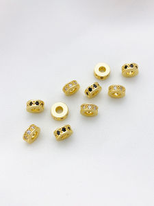 14K Gold Plated Micro-Set Zircon round Spacer Beads Handmade DIY Stringing Jewelry Accessories Hoops Earrings Fresh out
