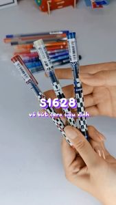 Bút bi bấm văn phòng mực xanh đen đỏ ngòi 0.7mm Deli giá rẻ viết nét đều trơn tru phù hợp cho học sinh EQ24