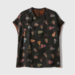 Oriental Charm Lotus Pattern Sleeveless Jacket