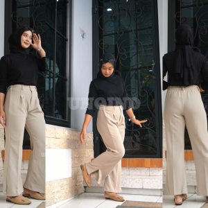 UNQIND uniquee-Celana Cutbray Knit-Celana Kulot Cutbray Wanita Knit Premium