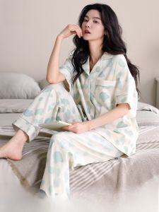 MiiOW | ชุดนอนผู้หญิง MiiOW ผ้าฝ้ายแท้ 3 ชิ้น แขนสั้น กางเกงขายาว ใส่สบาย ระบายอากาศได้ดี ชุดอยู่บ้าน ชุดนอนฤดูร้อน