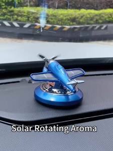 Solar energy powered rotating propeller fighter car air freshener scent perfume airplane fragrance diffuser dashboard aroma men