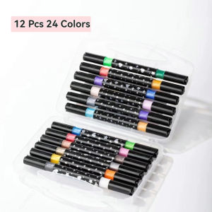 24/48/72/96 Colors Dual Brush Tip Glitter Art Markers Metallic Paint Marker Pens DIY Crafts Birthday Cards Making Poster Album