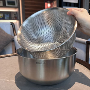 Double Layer Stainless Steel 316 Drain Basket Vegetable Washing Basin Fruit Drain Pan Rice Washing Basket Kitchen Sink Strainer