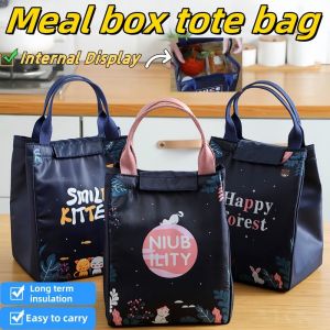 Womens insulated tote bag large capacity tote bag thickened insulated and fresh-keeping bento tote bag outdoor picnic printed lunch box tote bag
