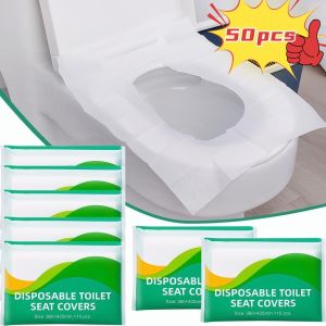 10/50PCS Portable Disposable Wood Pulp Paper Toilet Seat Degradable Water-Soluble Toilet Seat Bathroom Products