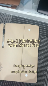 A4 2-in-1 File Folder with Memo Pad Multi-function Portable Document Organizer Teacher Student Office Meeting