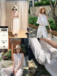 Lace Hollow French Tank Top and Lantern Casual Pants Summer Suit