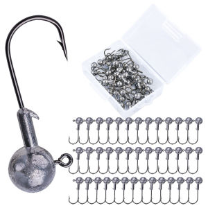 Round Jig Head Lead Jig Head Hooks for Freshwater Saltwater Fishing Swimbait Jig Heads with Fishing Box for TroutBass Fishing