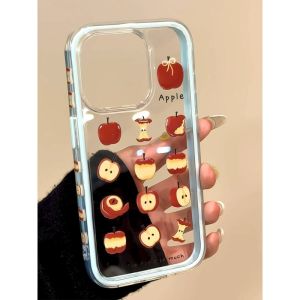 Creative Korean Style Apple Illustration Phone Case for Vivo IQOO Neo10/Neo9Pro Z9 Turbo Z7X IQOONEO8 Y37 Z5X Womens Color Block Design