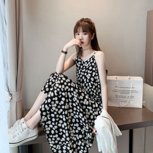 2024 Fairy Tale Daisy Floral Print Chiffon Dress Slimming French Style Strapless Long Skirt for Girls Spring Summer Season