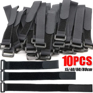 10Pcs Reusable Hook and Loop Tape Nylon Sticky Strips Reusable Fastener Strips Adjustable Securing Strap Wires Cord Management