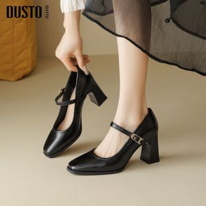 DUSTO | Autumn New Sweet Chunky Heel Single Shoes Square Toe One-Buckle
