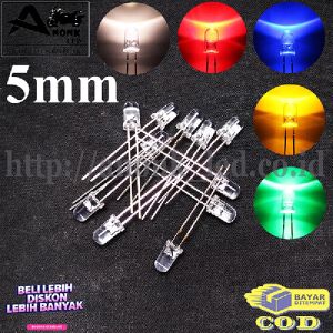 20pcs Lampu Led 5mm Superbright Bening 5V - Diameter 5mm, Bening, Tegangan 2-5Volt - Harga untuk 20 Pcs