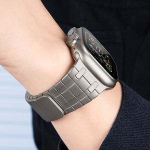 Magnetic Stainless Steel Band for Apple Watch 49mm 46mm 45mm 44 Titanium Color Strap for IWatch Series 10 9 8 7 6 5 4 Se Ultra 2