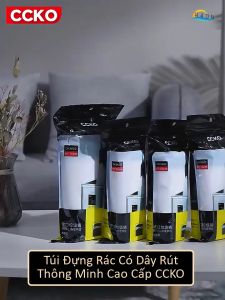 Túi Rác Dây Rút Siêu Dai Chống Rách CCKO (Cuộn 60 cái) Size 40x45cm Vừa Thùng Rác Nhỏ 3-10L Chịu Nhiệt Tốt Dày Dặn