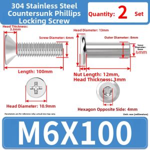 JINJUNTAI | Cross-Lock Rivet Set Stainless Steel