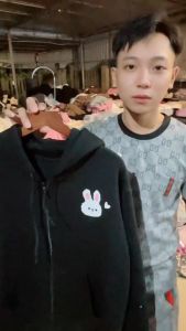 Áo Khóa Hoodie Dành Cho Bé Hình Thỏ Trái Tim Trắng Đơn Giản Đáng Yêu Chất Nỉ Cotton Mềm Mịn Ấm Áp