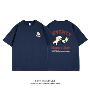 เสื้อยืดคอกลมแขนสั้นผู้หญิงสไตล์อเมริกันย้อนยุค ลายตัวอักษรสั้น คอกลม แขนสั้น ผ้าฝ้ายแท้ คอกลม แฟชั่นฤดูร้อน