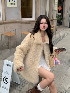Winter Thickened Fluffy Lamb Fur Jacket Womens High-End Integrated Leather And Fur Loose Young Artificial Fur Upper Apparel