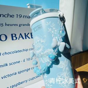 Portable Water Bottle Cord Pumpkin Bead Blue French Butterfly Knot Cup Cover Accessory Suitable for Everyone Dining Utensils